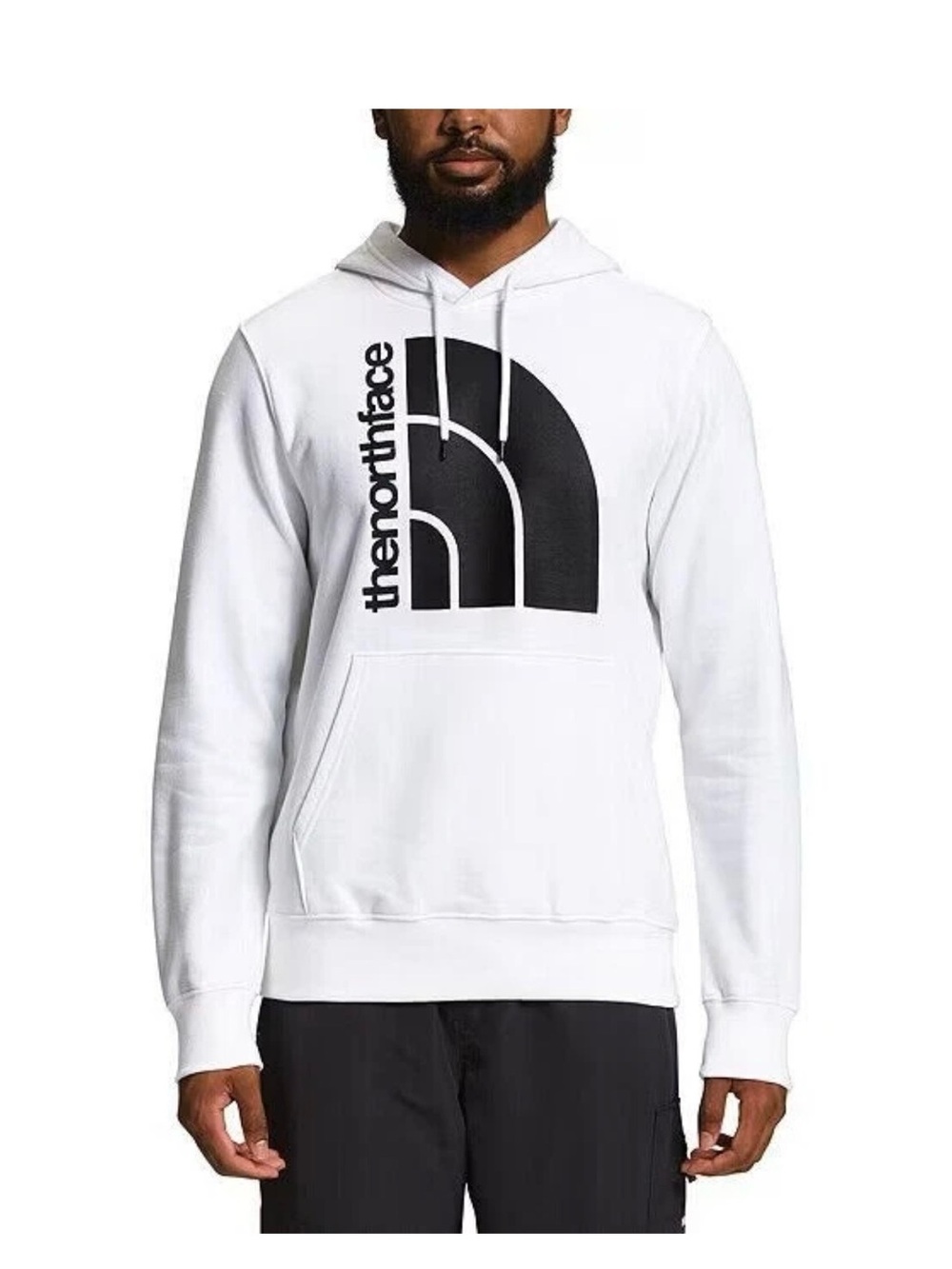 The North Face White Pullover Hoodie with Large Black Logo